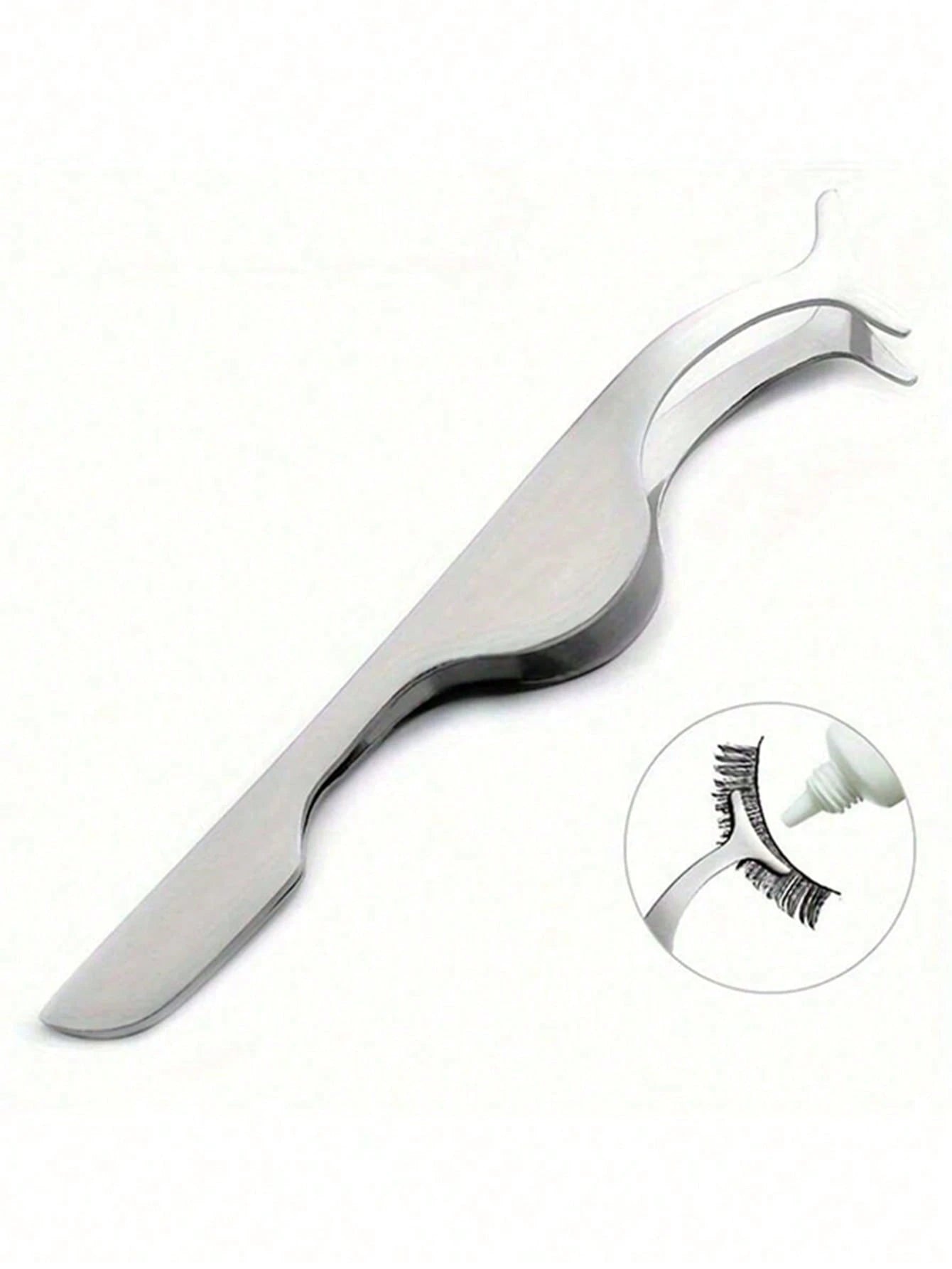 X Milania 1pc Stainless Steel Eyelash Tweezer, Lash Extension Tweezers, Lash Removal Tweezers, Women False Eyelash Glue Application Tool