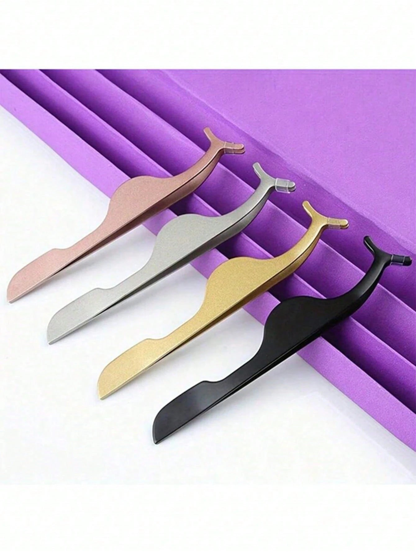 X Milania 1pc Stainless Steel Eyelash Tweezer, Lash Extension Tweezers, Lash Removal Tweezers, Women False Eyelash Glue Application Tool