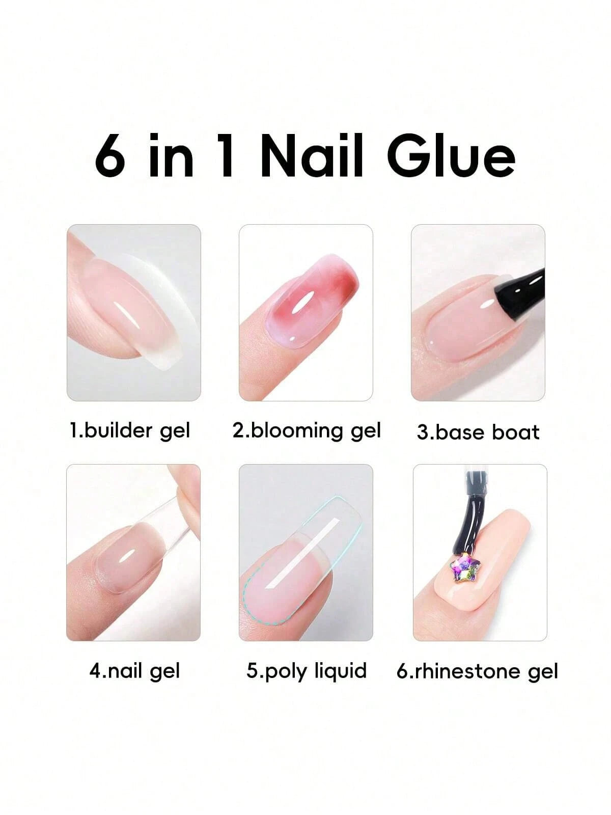 XEIJAYI 1pc 15ml Nail Gel Base Coat, Top Coat, And Six-In-One Functional Gel Set For Manicure- Matte, Strengthening, Leveling, Smudging, And Specially Designed For Nail Tips.