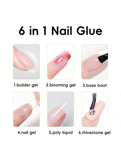 XEIJAYI 1pc 15ml Nail Gel Base Coat, Top Coat, And Six-In-One Functional Gel Set For Manicure- Matte, Strengthening, Leveling, Smudging, And Specially Designed For Nail Tips.