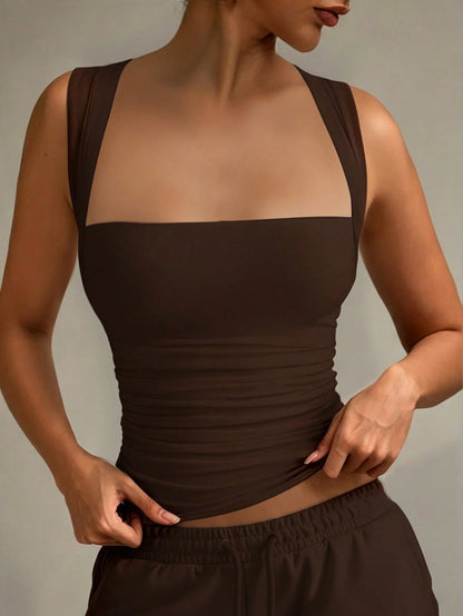 XLLAIS Fashionable Collared White Casual Vacation Fitted Tank Top, Suitable For All Seasons Summer, Clean Girl Aesthetic