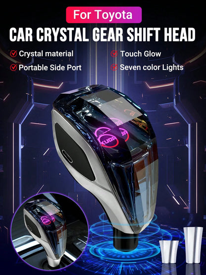 XUDA New Crystal Gear Shift Knob With 7-Color LED Lights, Plug-And-Play, Side Port, Comfortable Grip, Scratch-Resistant, Suitable For Lexus, Mitsubishi, Audi, Mercedes-Benz, Vehicles
