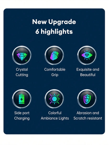 XUDA New Crystal Gear Shift Knob With 7-Color LED Lights, Plug-And-Play, Side Port, Comfortable Grip, Scratch-Resistant, Suitable For Lexus, Mitsubishi, Audi, Mercedes-Benz, Vehicles