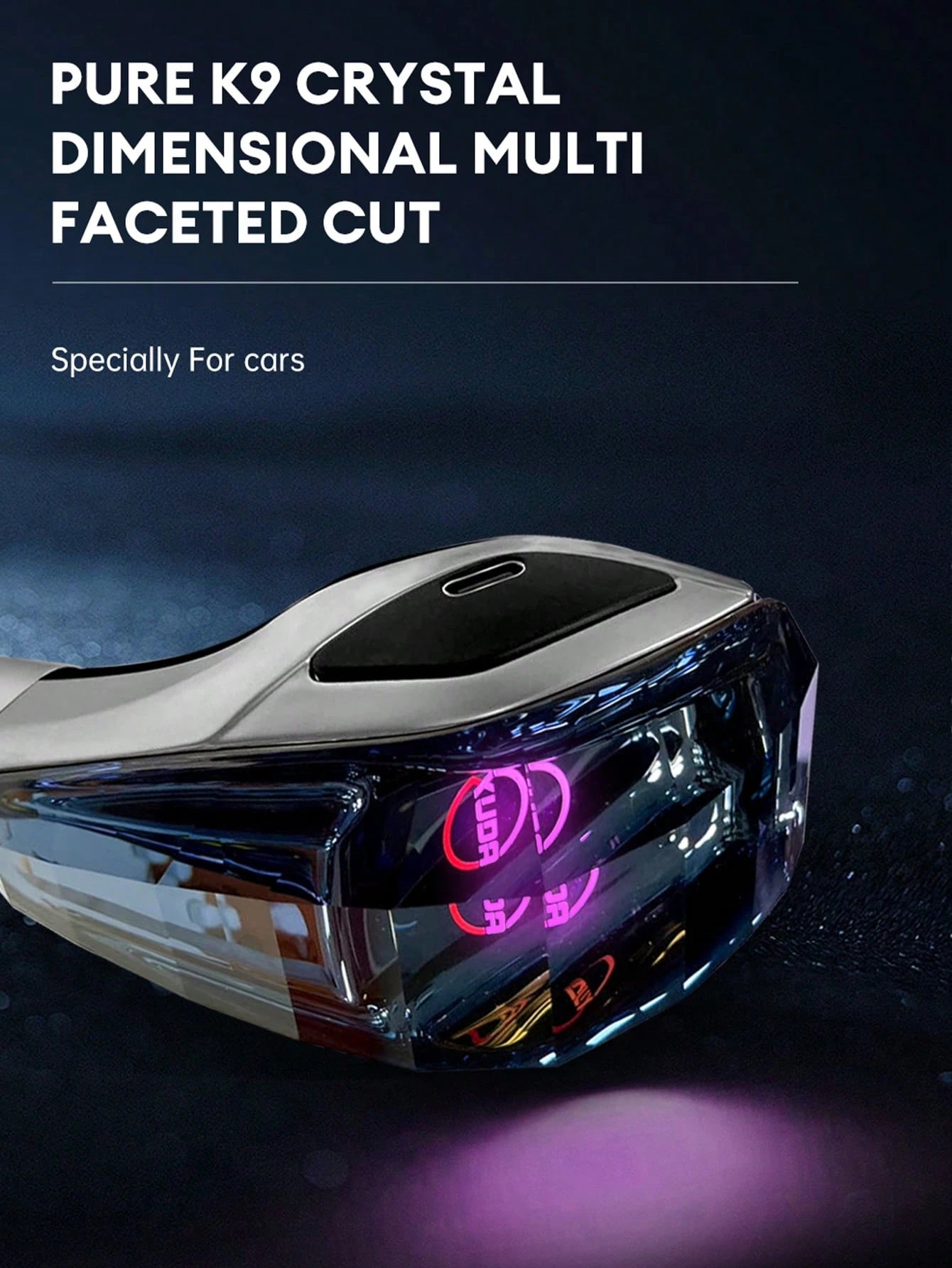 XUDA New Crystal Gear Shift Knob With 7-Color LED Lights, Plug-And-Play, Side Port, Comfortable Grip, Scratch-Resistant, Suitable For Lexus, Mitsubishi, Audi, Mercedes-Benz, Vehicles