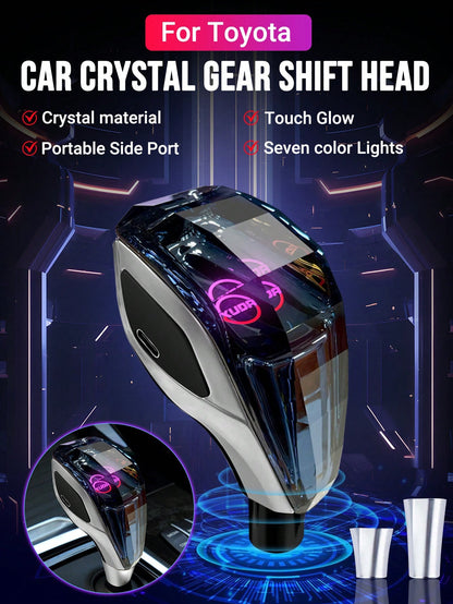 XUDA New Crystal Gear Shift Knob With 7-Color LED Lights, Plug-And-Play, Side Port, Comfortable Grip, Scratch-Resistant, Suitable For Lexus, Mitsubishi, Audi, Mercedes-Benz, Vehicles