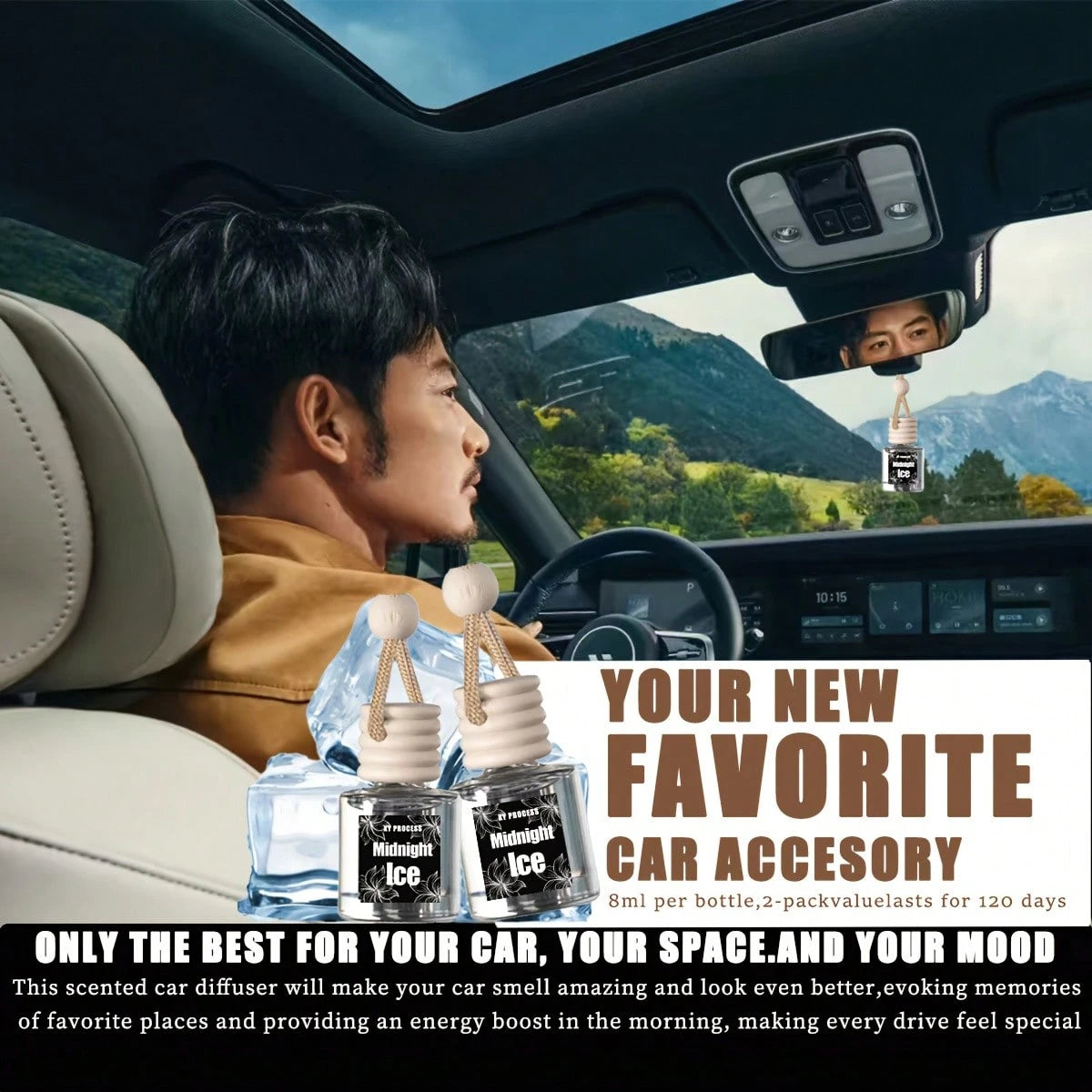 XY process Birthday Gift, Friend Gift, Car Air Suspension Aromatherapy Oil Diffuser, Essential Oil Fragrance Aromatherapy Car Diffuser, Long-Lasting Car Diffuser, 4 Bottles, Vanilla Car Air Freshener.