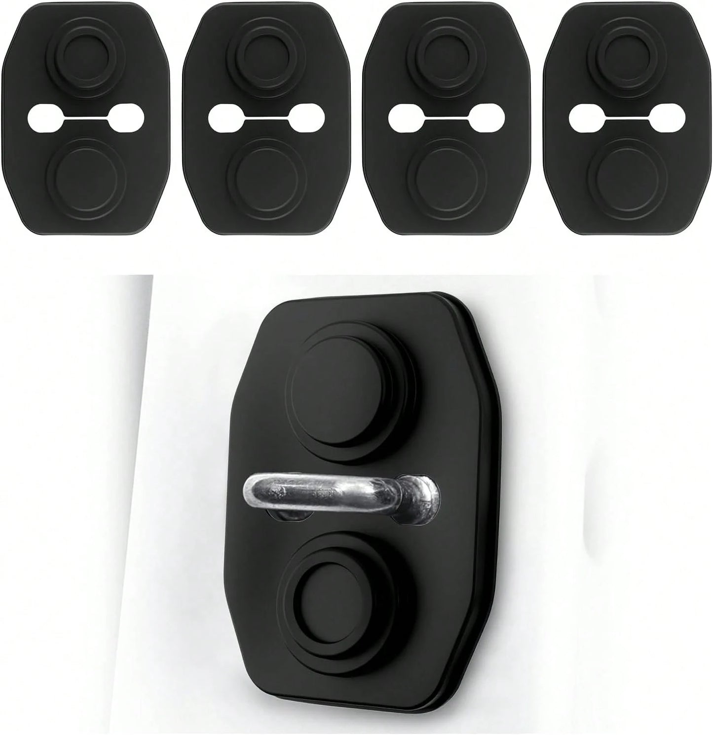 YGDMD 4PCS Universal Silicone Car Door Latch Covers,New Silicone Door Latch Protective Cover With 3 Layers Of Shock Absorption For Protection &Amp; Noise Reduction,Soft Car Doors Strike Protector
