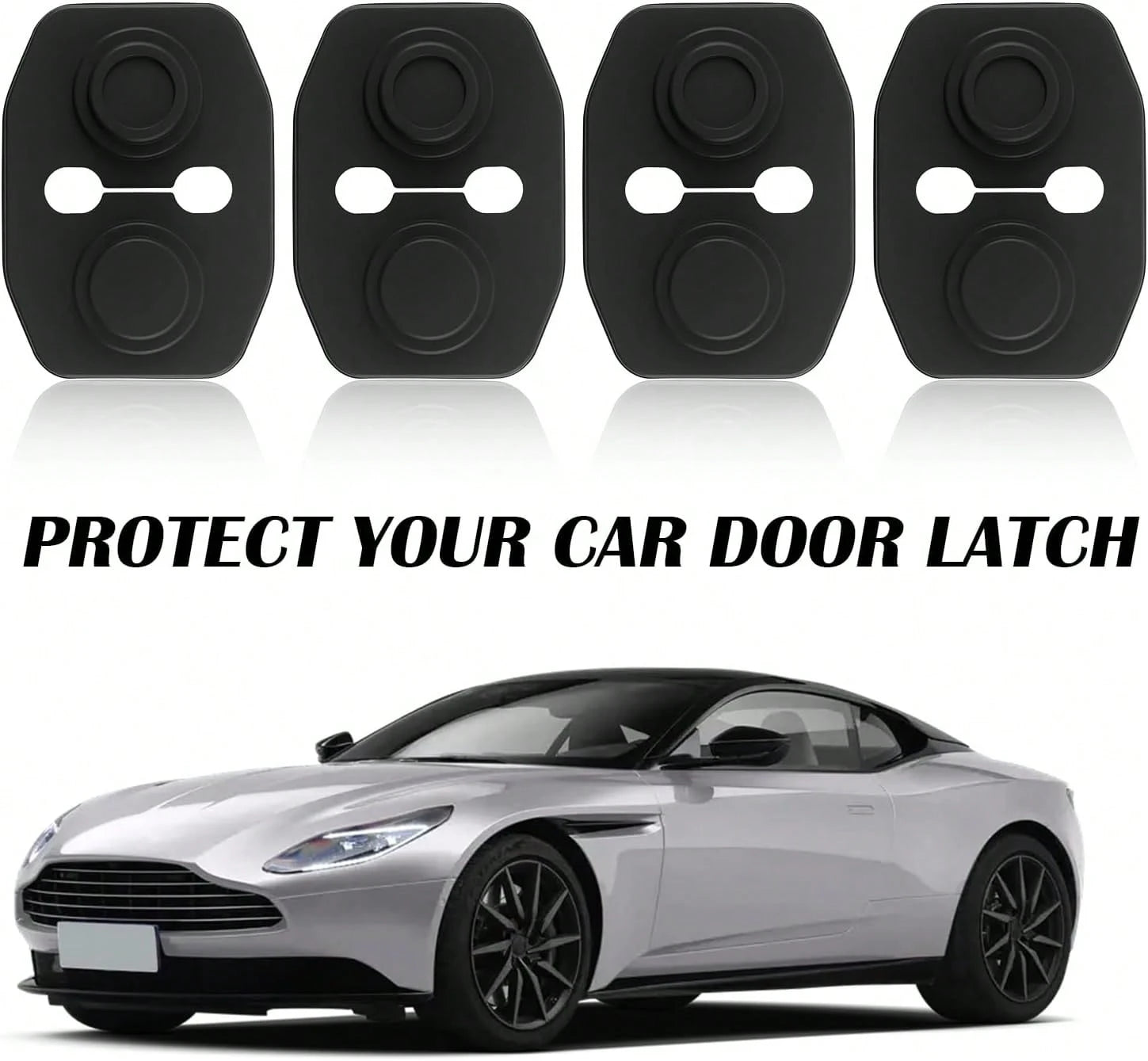 YGDMD 4PCS Universal Silicone Car Door Latch Covers,New Silicone Door Latch Protective Cover With 3 Layers Of Shock Absorption For Protection &Amp; Noise Reduction,Soft Car Doors Strike Protector