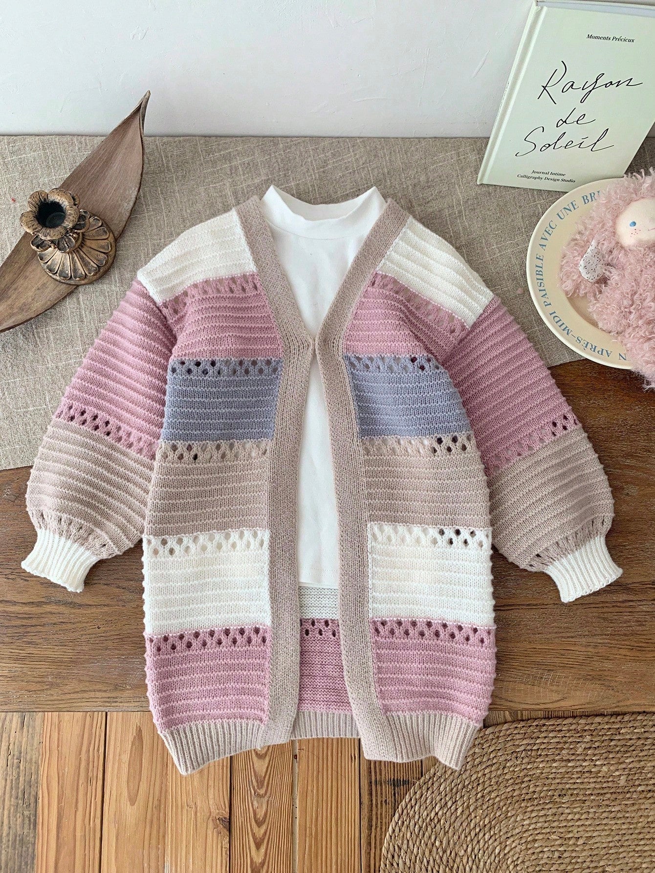 Young Girl Young Girl Colorblock Fashion Versatile Daily Casual Autumn Cardigan
