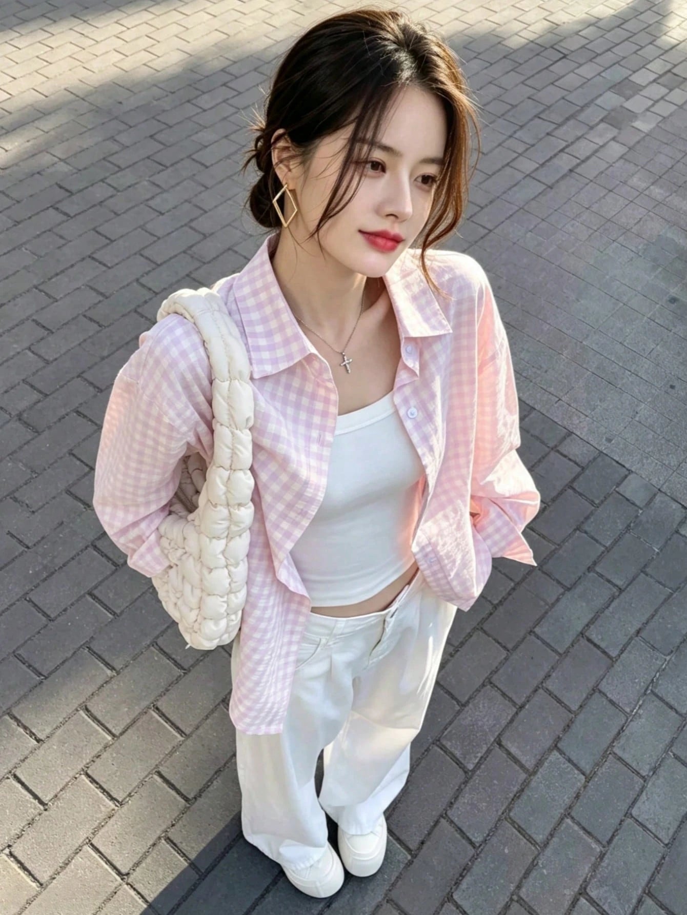 YUXIN Women's Loose Plaid Shirt, Turn-Down Collar Button Front, Single Pocket, Multiple Colors Available, Suitable For Commuting And Casual Wear, All Season, Spring Style