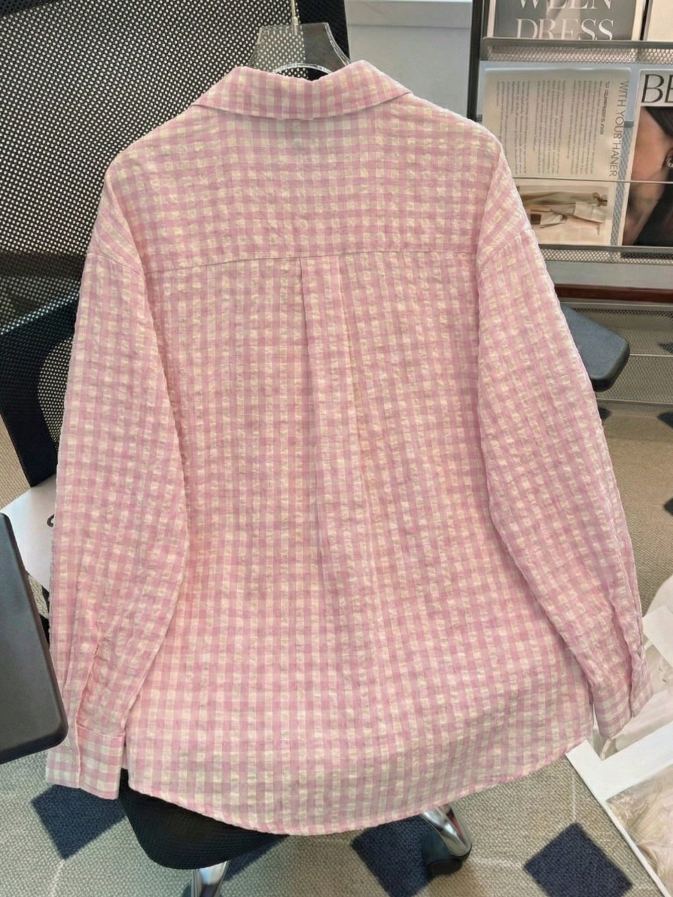 YUXIN Women's Loose Plaid Shirt, Turn-Down Collar Button Front, Single Pocket, Multiple Colors Available, Suitable For Commuting And Casual Wear, All Season, Spring Style