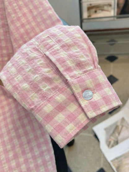 YUXIN Women's Loose Plaid Shirt, Turn-Down Collar Button Front, Single Pocket, Multiple Colors Available, Suitable For Commuting And Casual Wear, All Season, Spring Style
