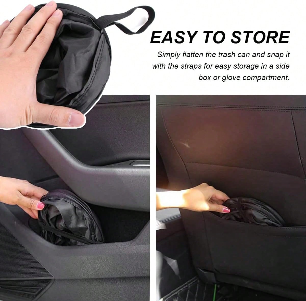 ZNDAW 2 PCS Car Trash Can, Waterproof Portable Collapsible Pop-Up Garbage Bin With Elastic Band, Automotive Mini Portable Hanging Rubbish Bin Trash Bag For Camping Traveling