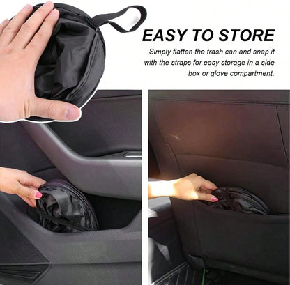 ZNDAW 2 PCS Car Trash Can, Waterproof Portable Collapsible Pop-Up Garbage Bin With Elastic Band, Automotive Mini Portable Hanging Rubbish Bin Trash Bag For Camping Traveling