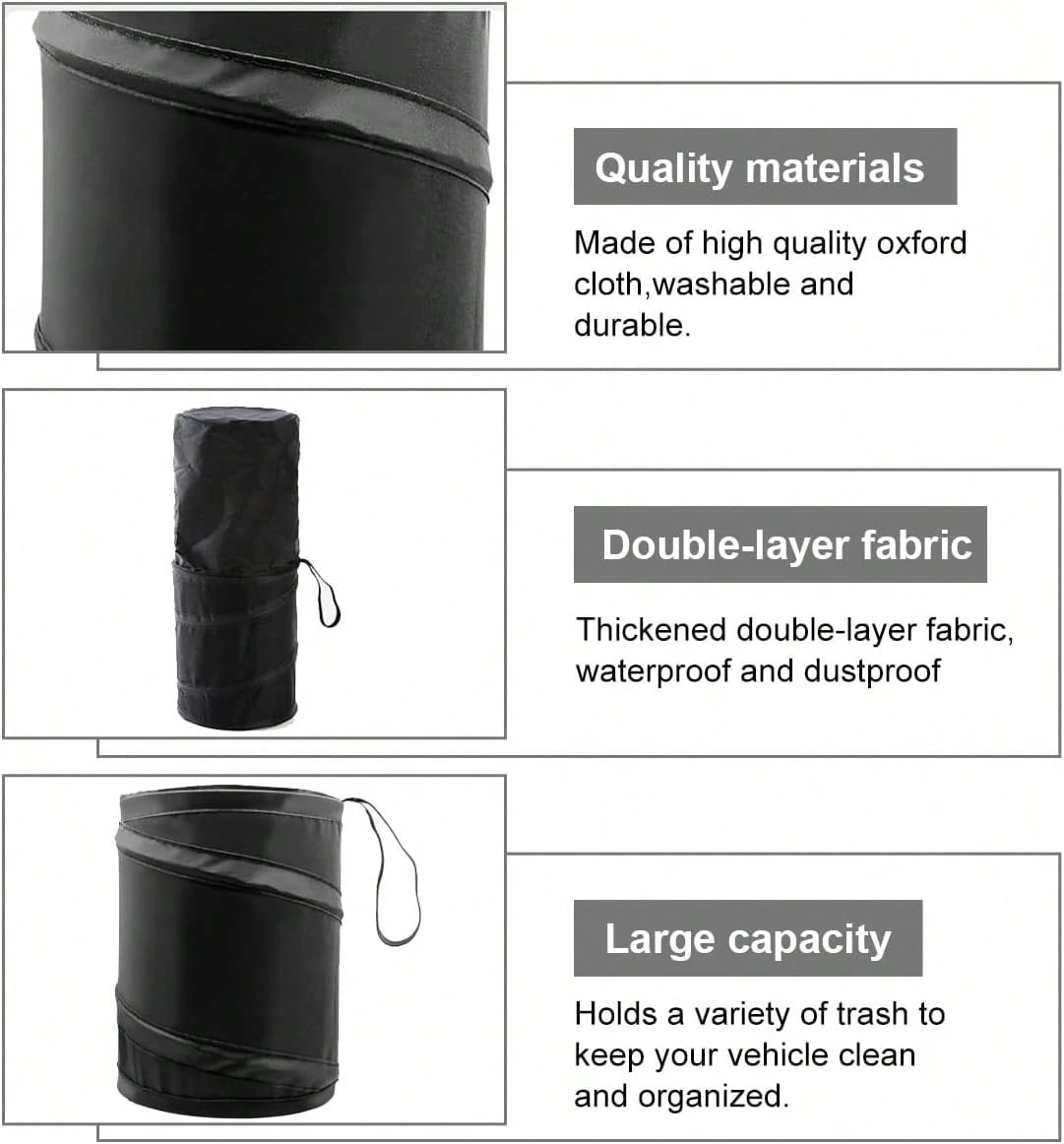 ZNDAW 2 PCS Car Trash Can, Waterproof Portable Collapsible Pop-Up Garbage Bin With Elastic Band, Automotive Mini Portable Hanging Rubbish Bin Trash Bag For Camping Traveling
