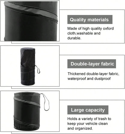 ZNDAW 2 PCS Car Trash Can, Waterproof Portable Collapsible Pop-Up Garbage Bin With Elastic Band, Automotive Mini Portable Hanging Rubbish Bin Trash Bag For Camping Traveling