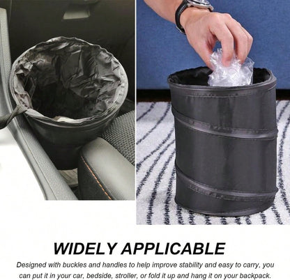 ZNDAW 2 PCS Car Trash Can, Waterproof Portable Collapsible Pop-Up Garbage Bin With Elastic Band, Automotive Mini Portable Hanging Rubbish Bin Trash Bag For Camping Traveling
