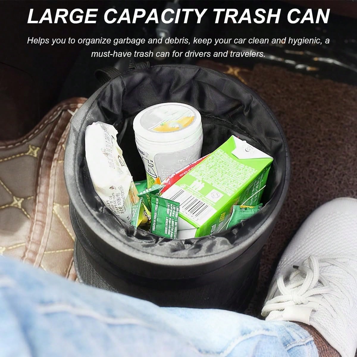 ZNDAW 2 PCS Car Trash Can, Waterproof Portable Collapsible Pop-Up Garbage Bin With Elastic Band, Automotive Mini Portable Hanging Rubbish Bin Trash Bag For Camping Traveling